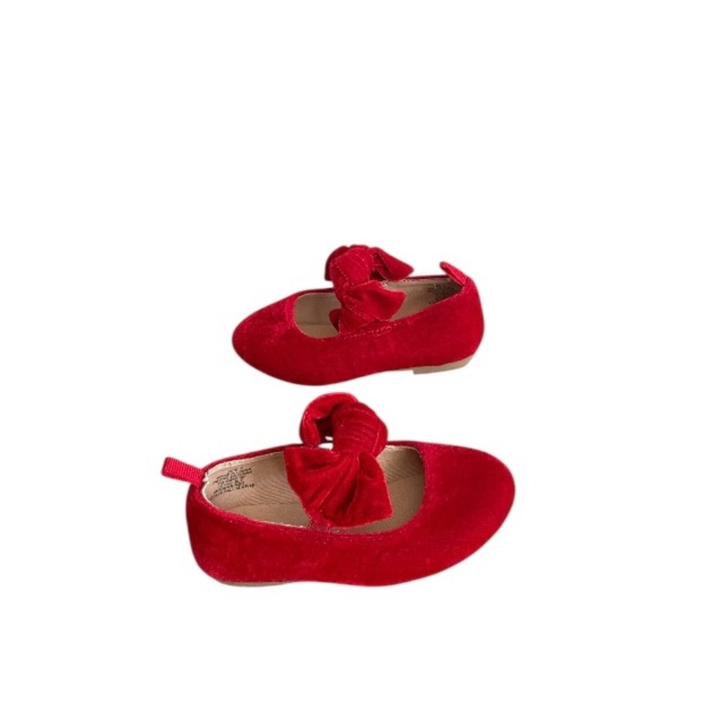 GAP Baby Girls' Velvet Bow Ballet Dress Shoes Flats in red Mary Jane style